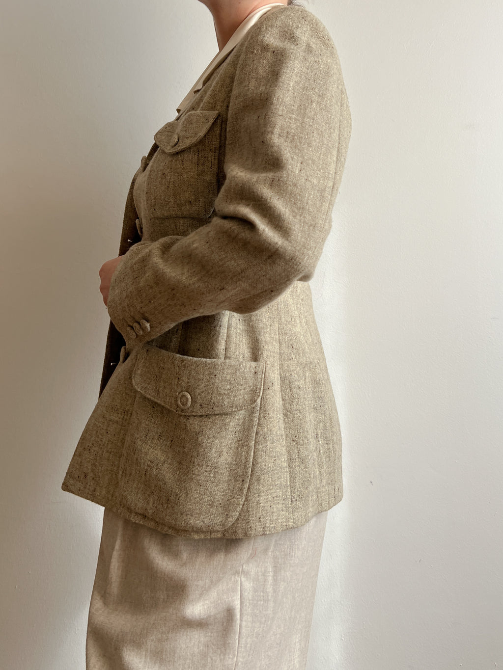 Pure virgin wool melange blazer