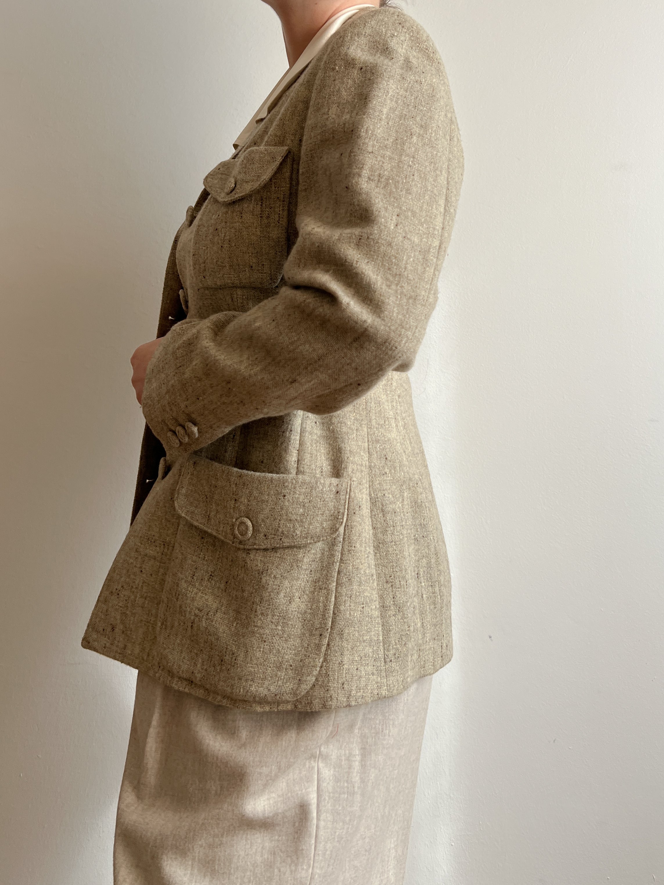 Pure virgin wool melange blazer