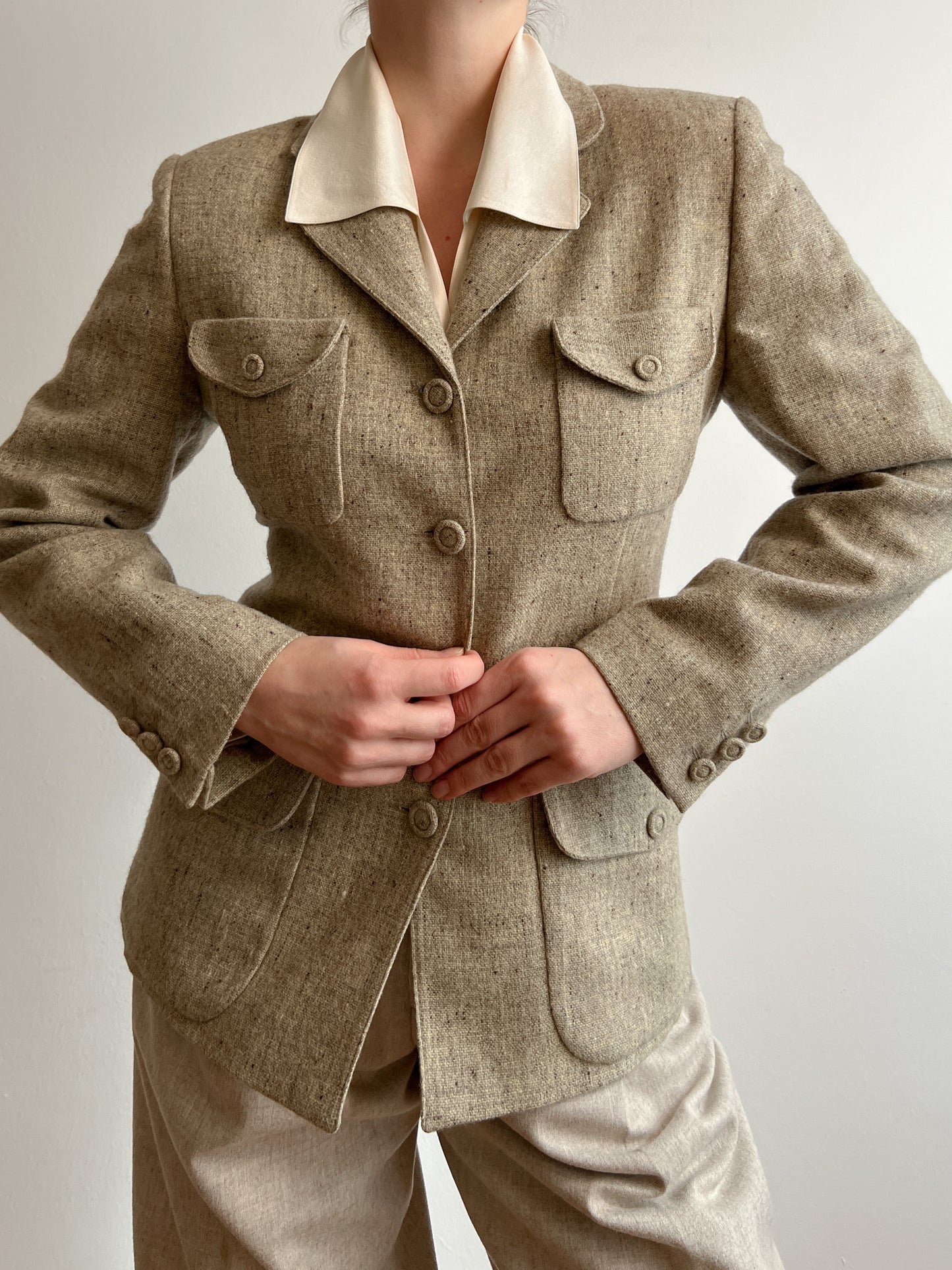 Pure virgin wool melange blazer