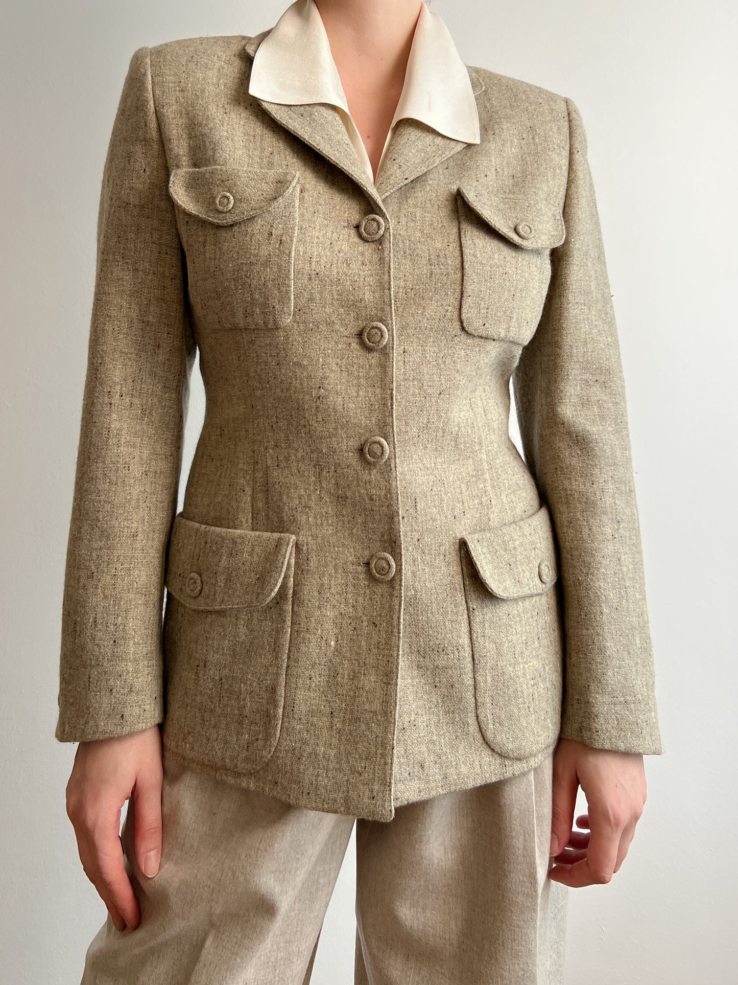 Pure virgin wool melange blazer