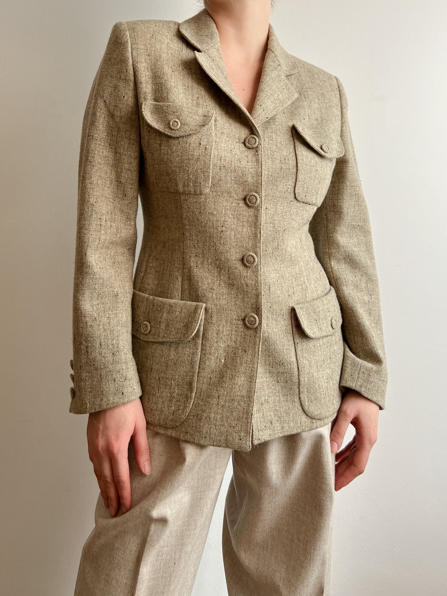 Pure virgin wool melange blazer