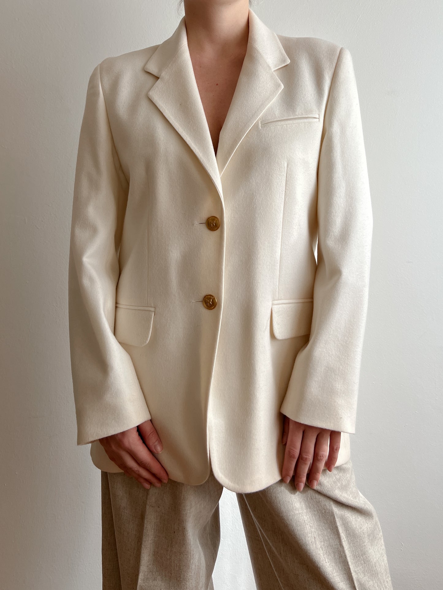 Wool and cashmere ivory blazer