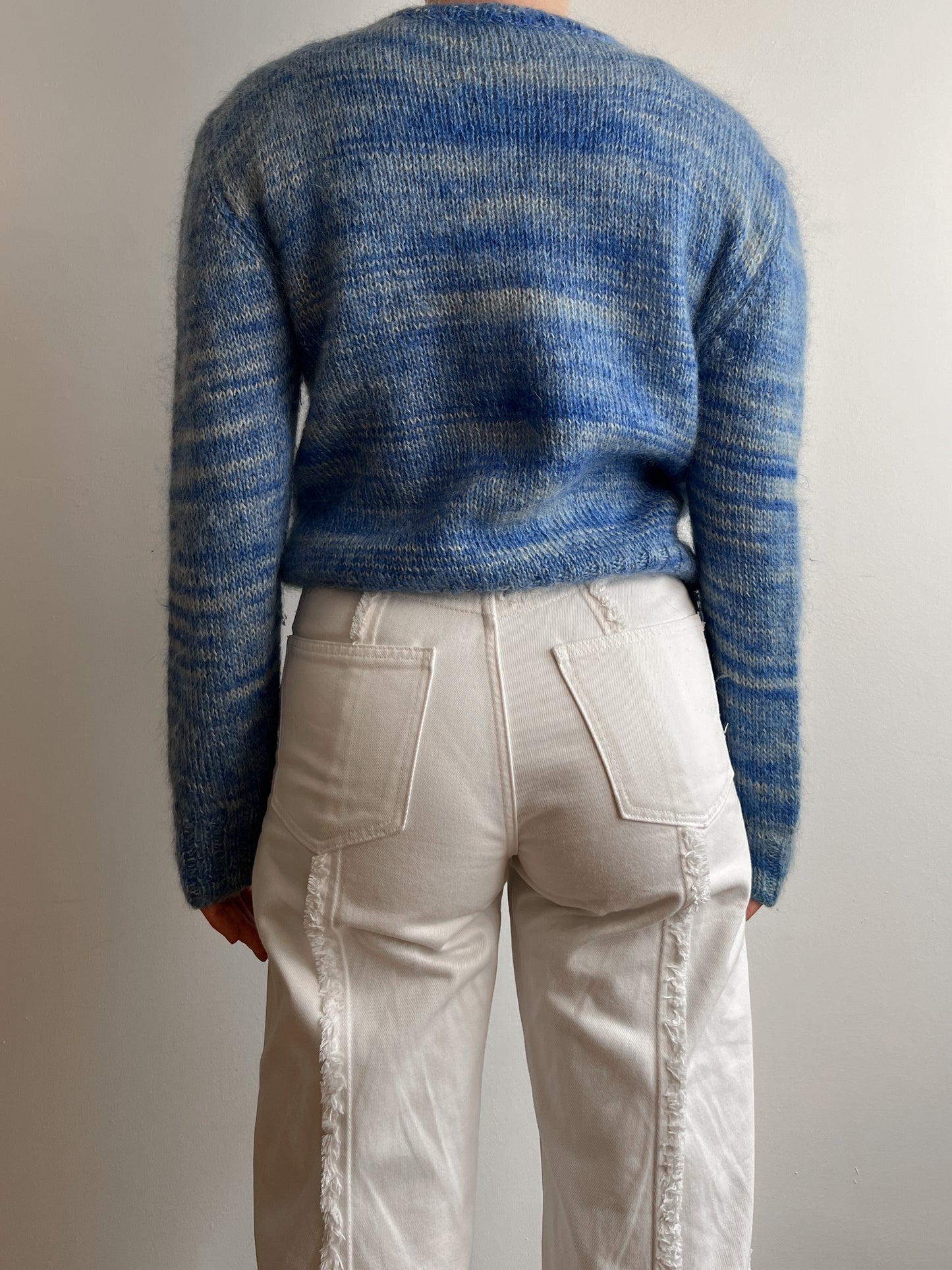 Mohair embroidered blue cardigan