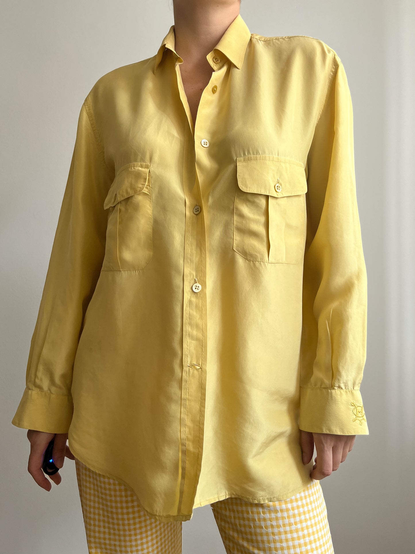 Pure silk yellow shirt