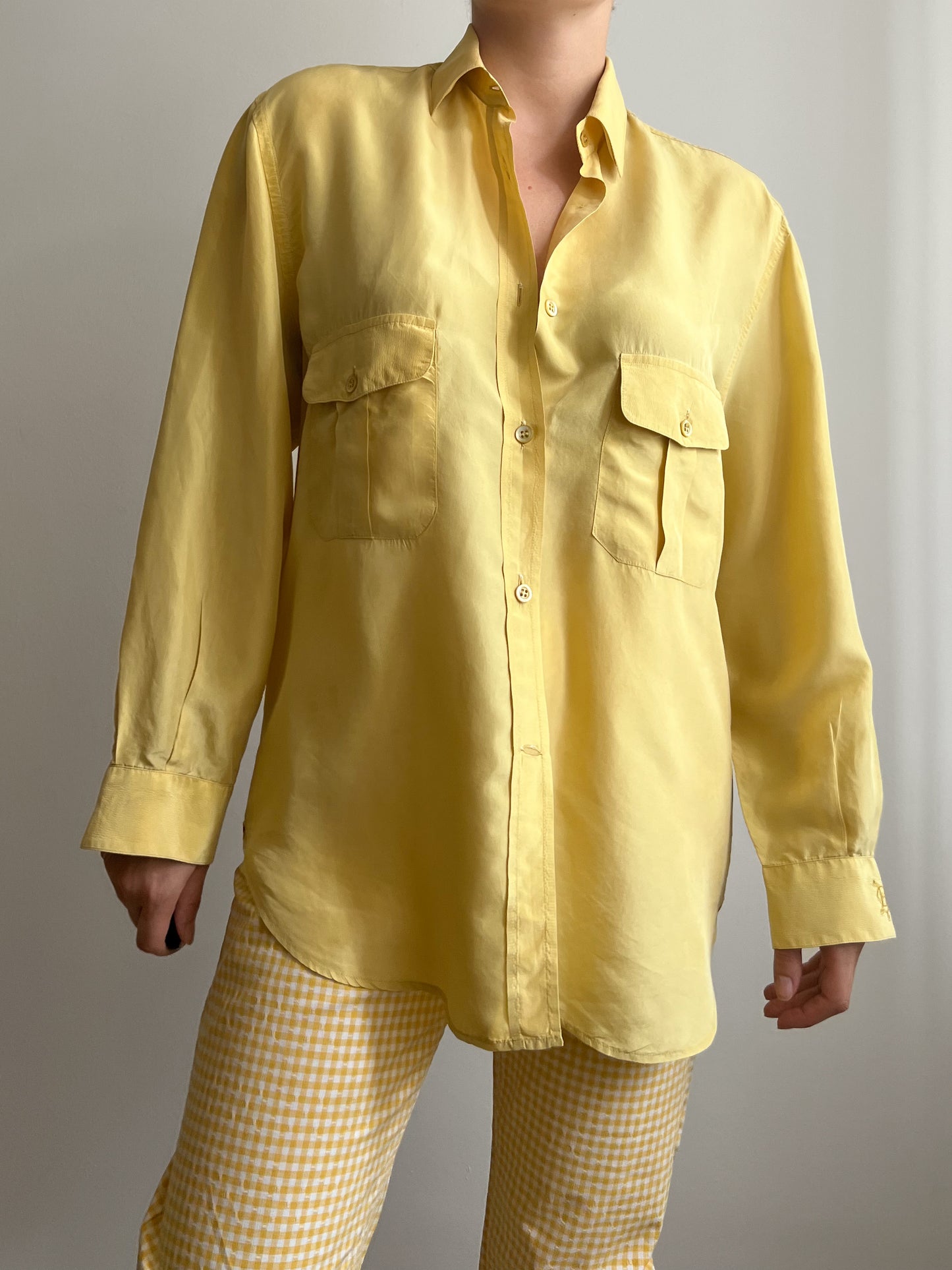 Pure silk yellow shirt