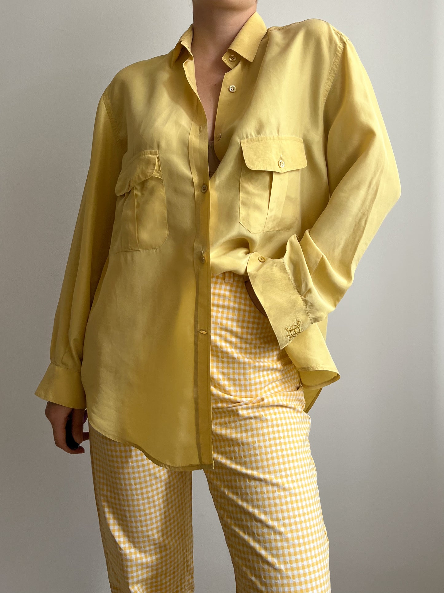 Pure silk yellow shirt