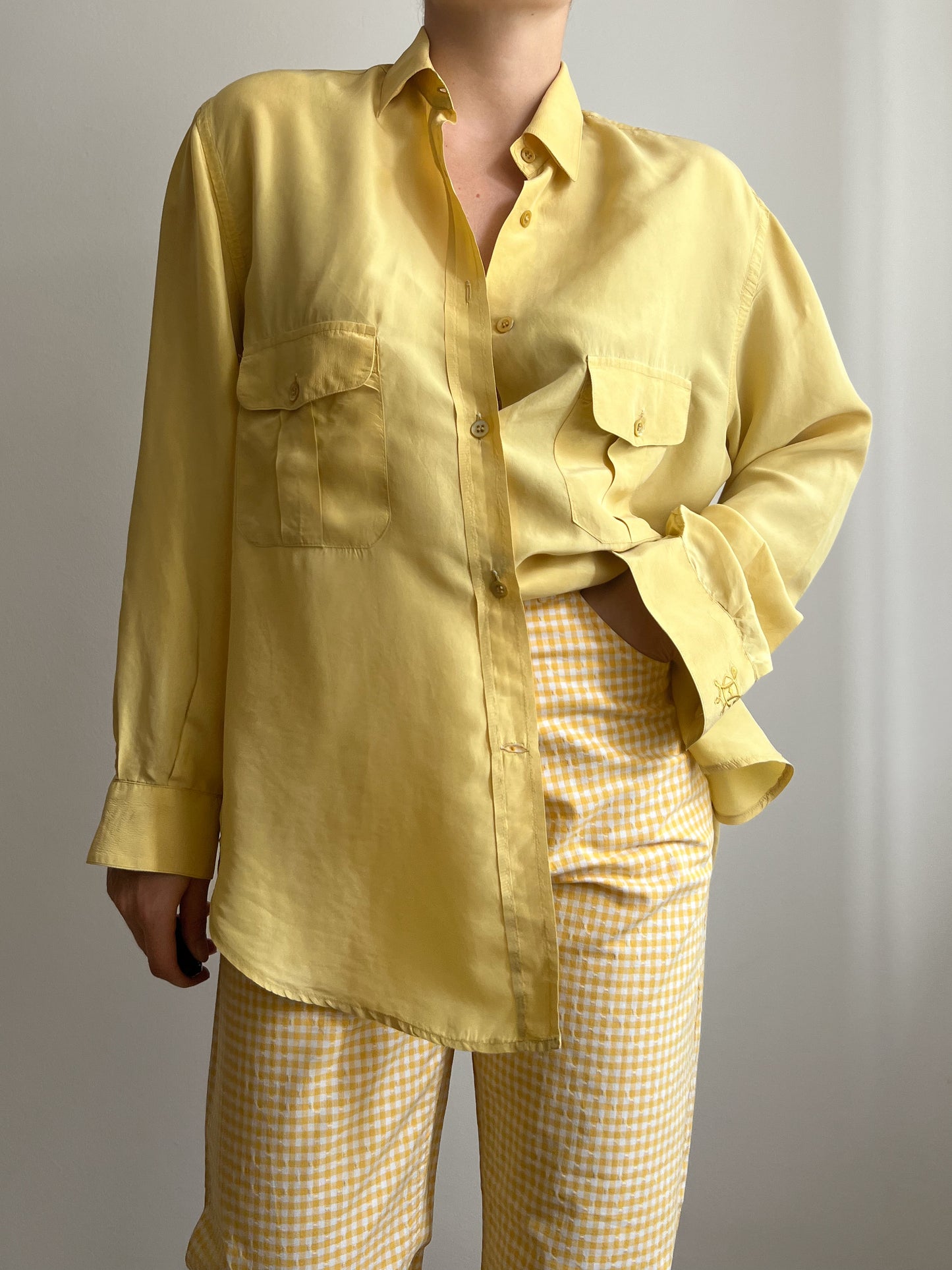 Pure silk yellow shirt