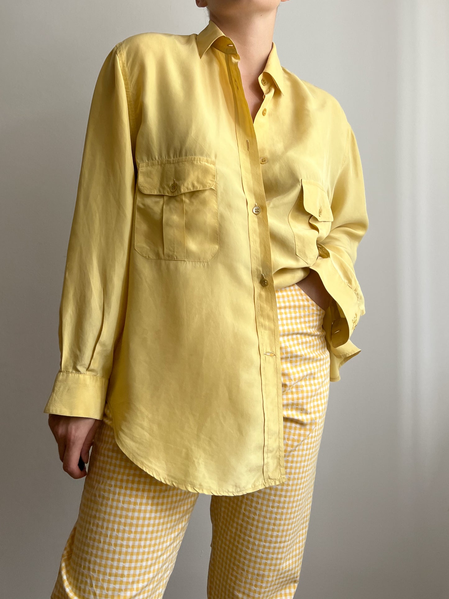 Pure silk yellow shirt