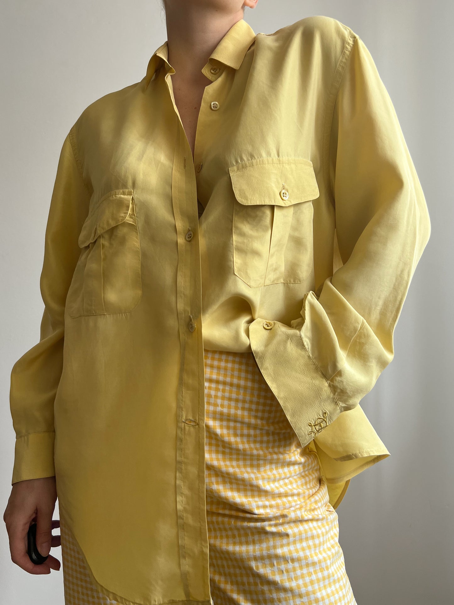 Pure silk yellow shirt