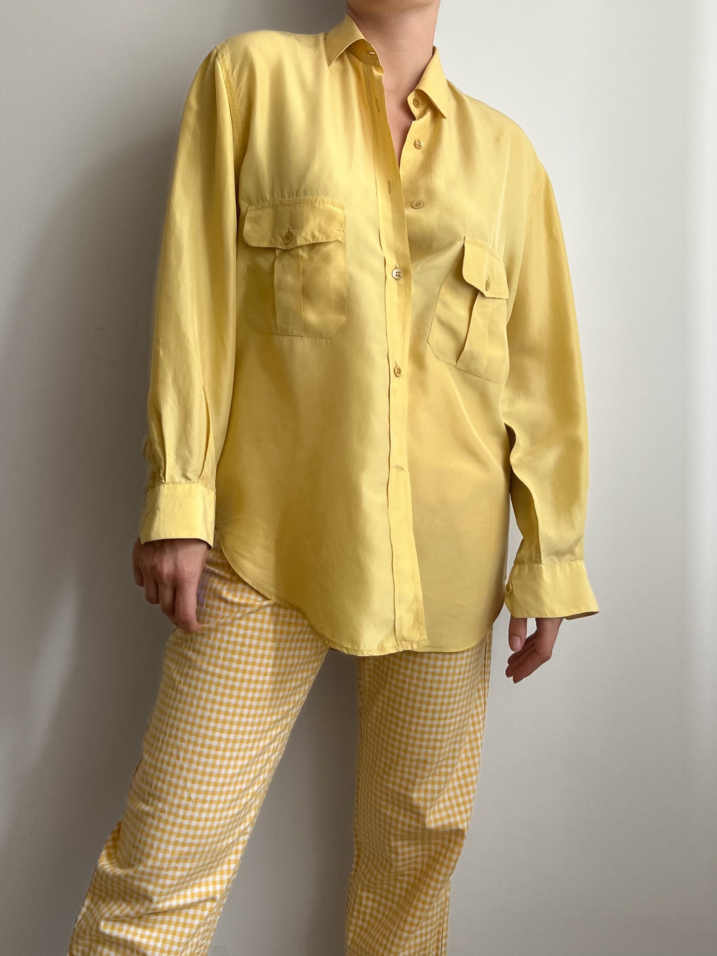 Pure silk yellow shirt