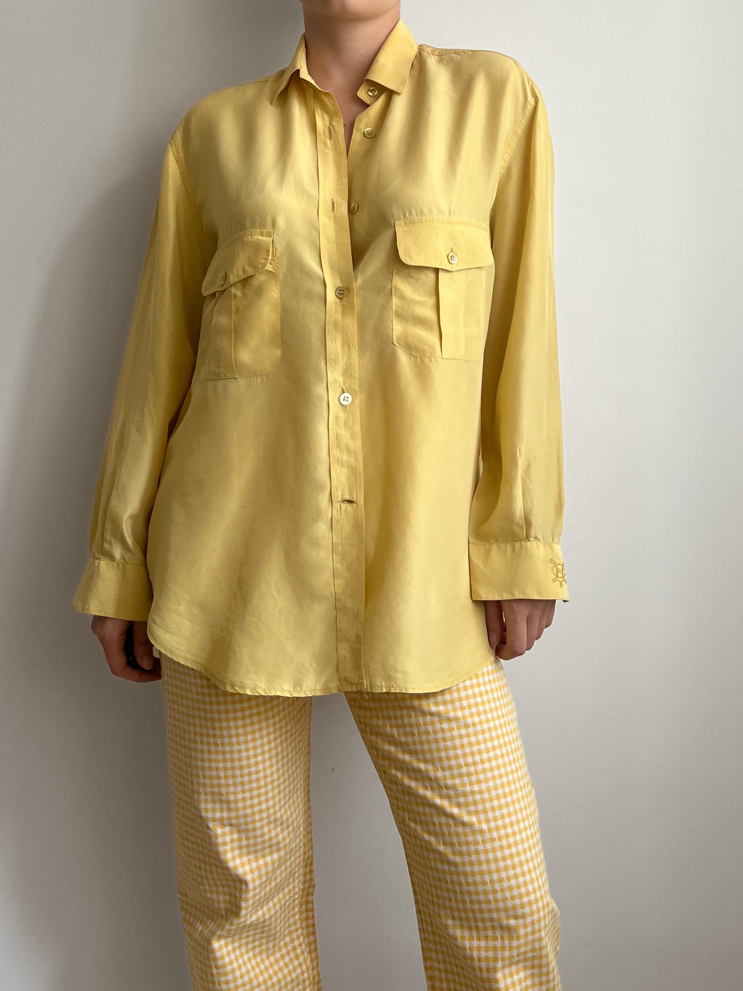 Pure silk yellow shirt