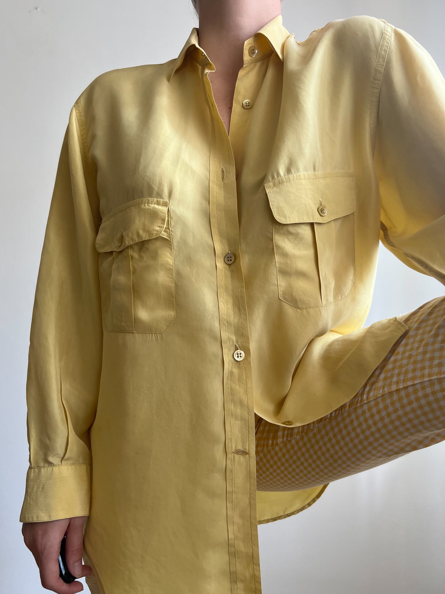 Pure silk yellow shirt