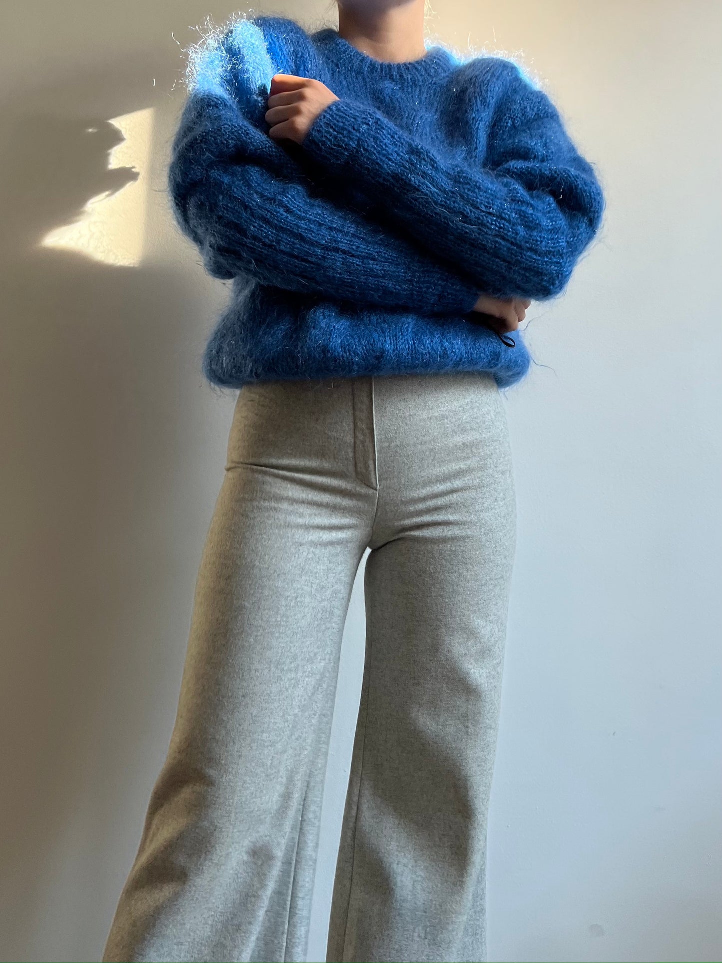 Maglione blu in mohair