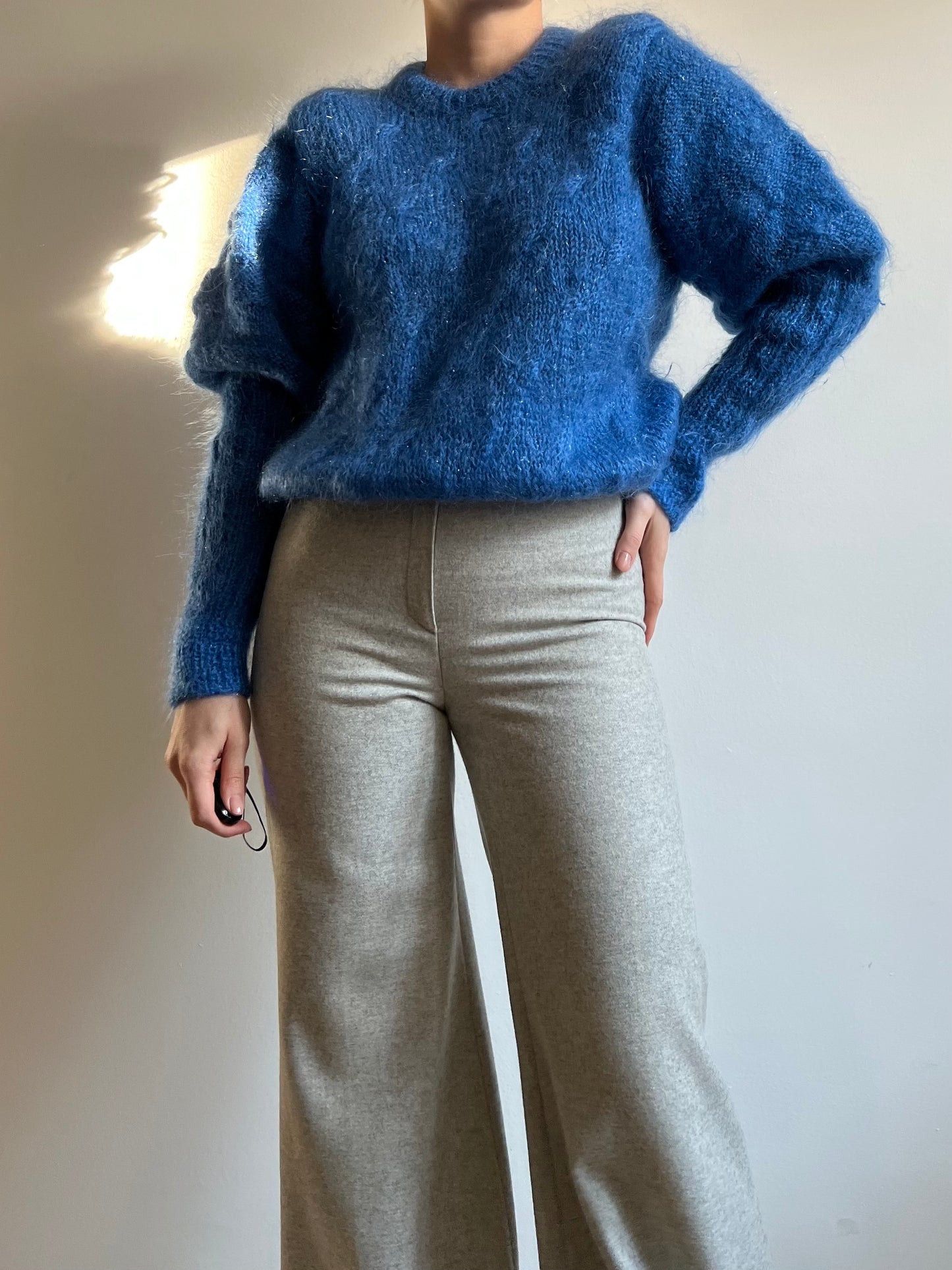 Maglione blu in mohair