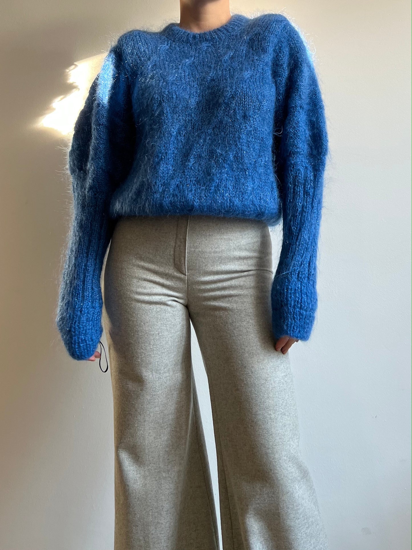 Maglione blu in mohair