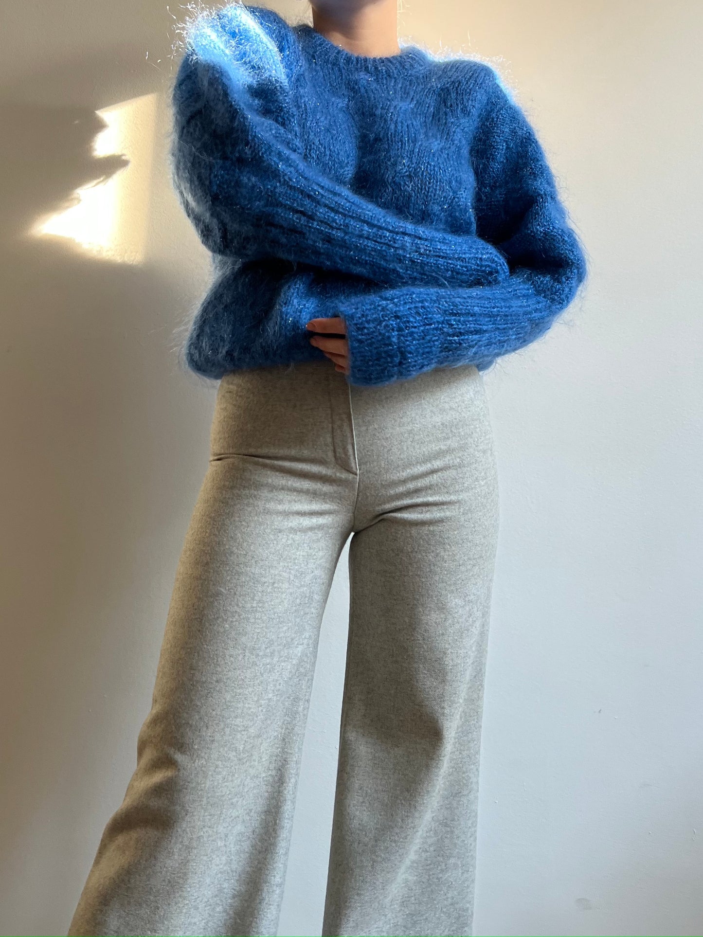 Maglione blu in mohair