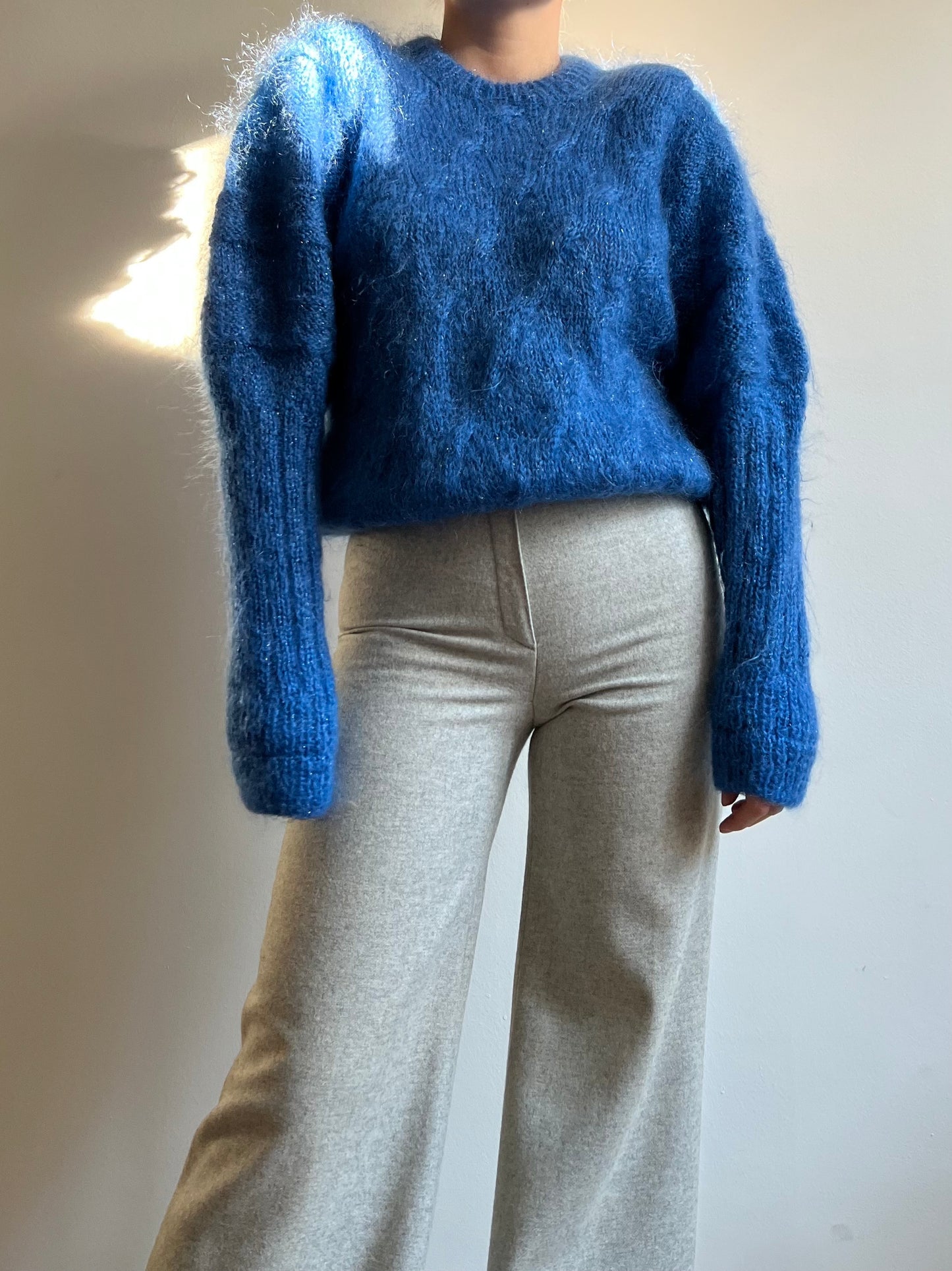 Maglione blu in mohair