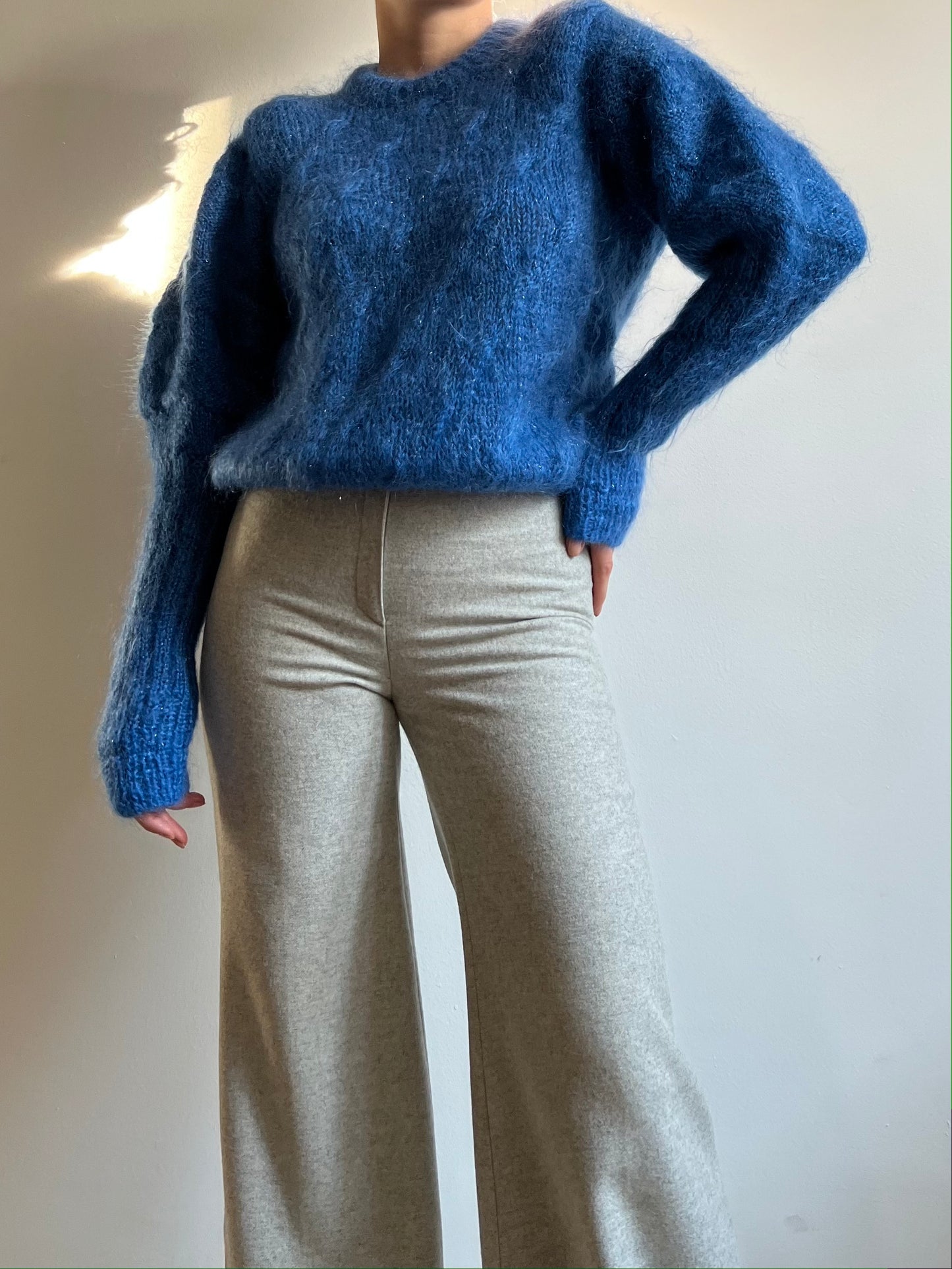 Maglione blu in mohair