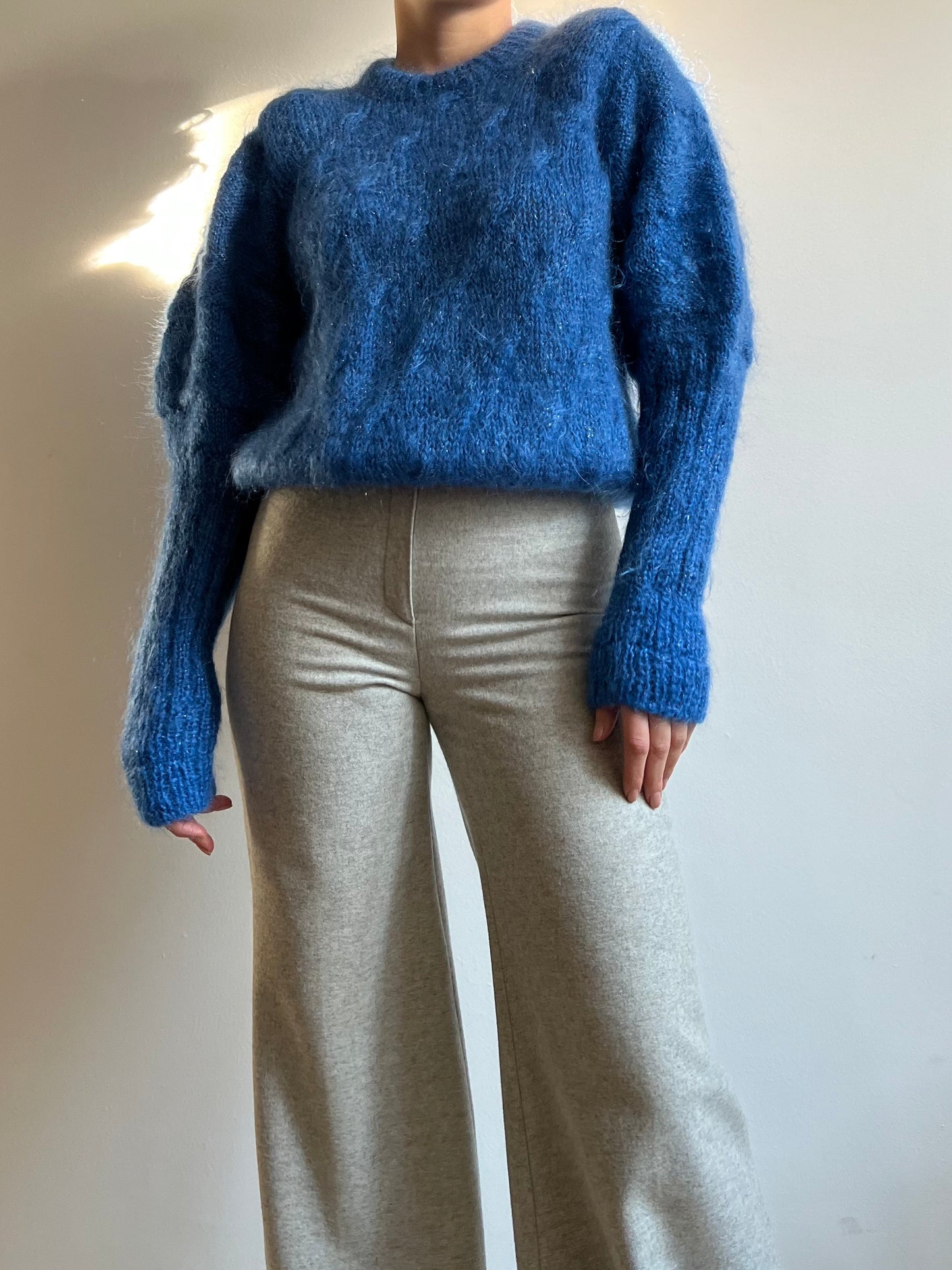 Maglione blu in mohair