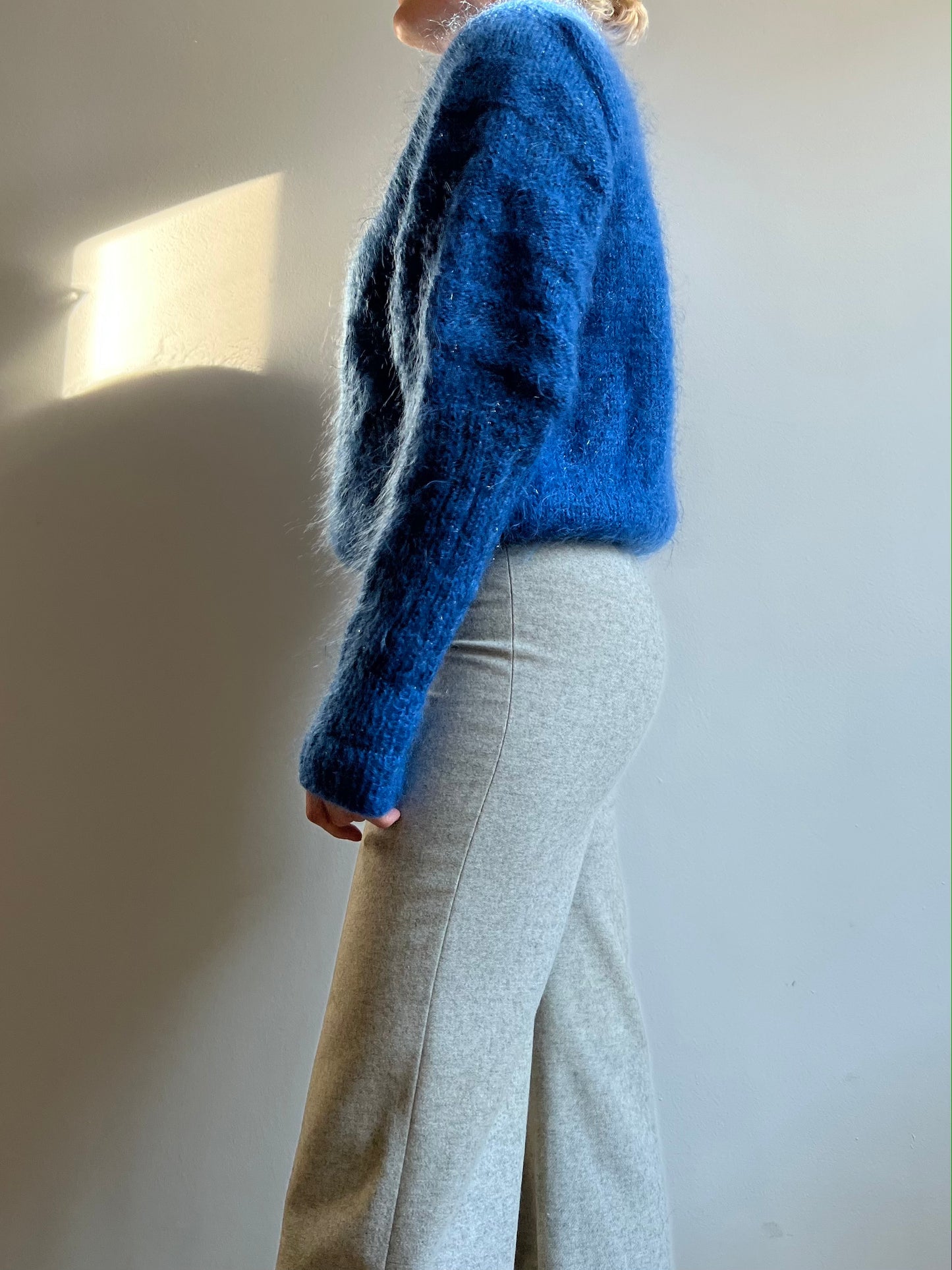 Maglione blu in mohair