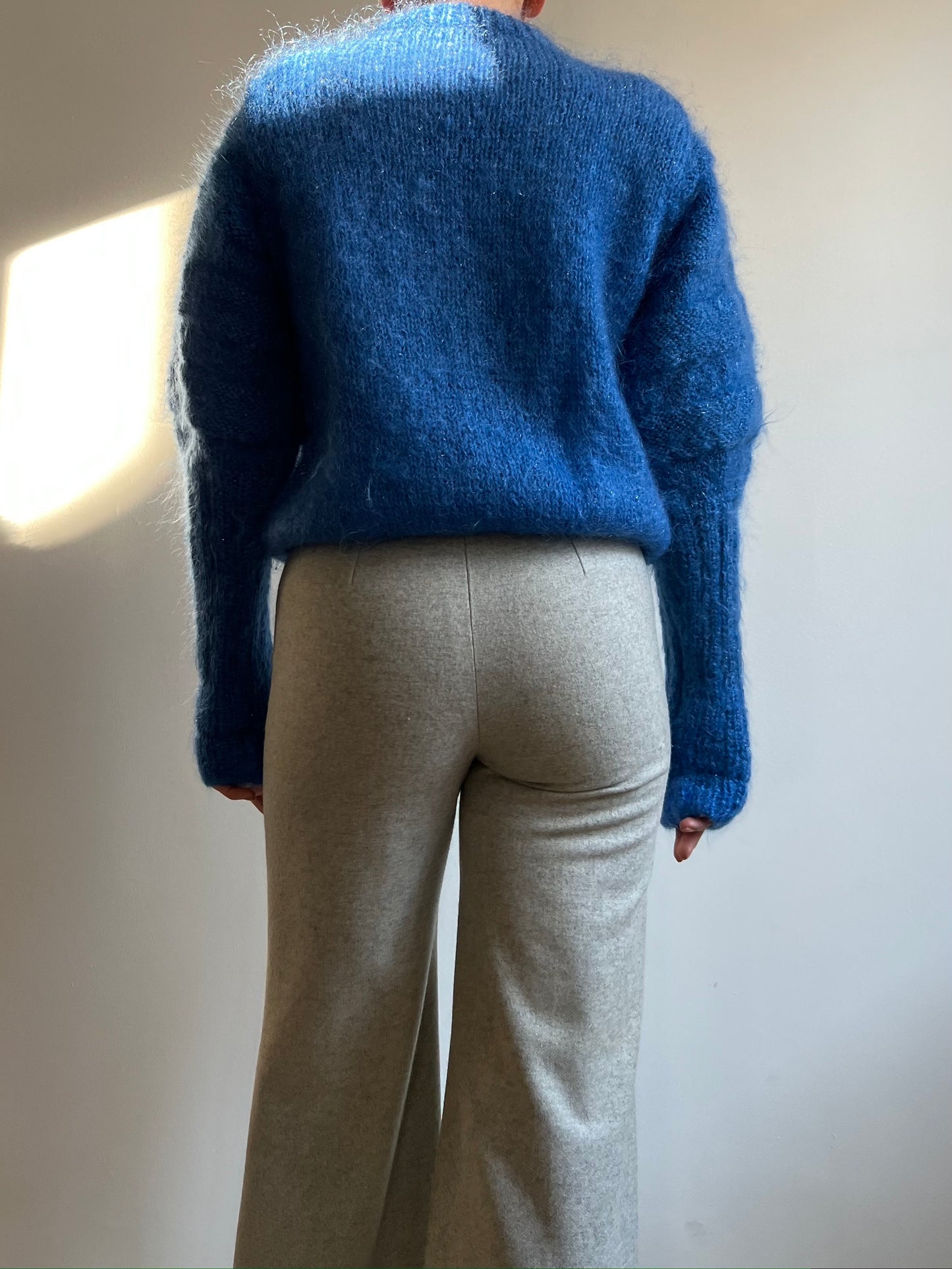 Maglione blu in mohair