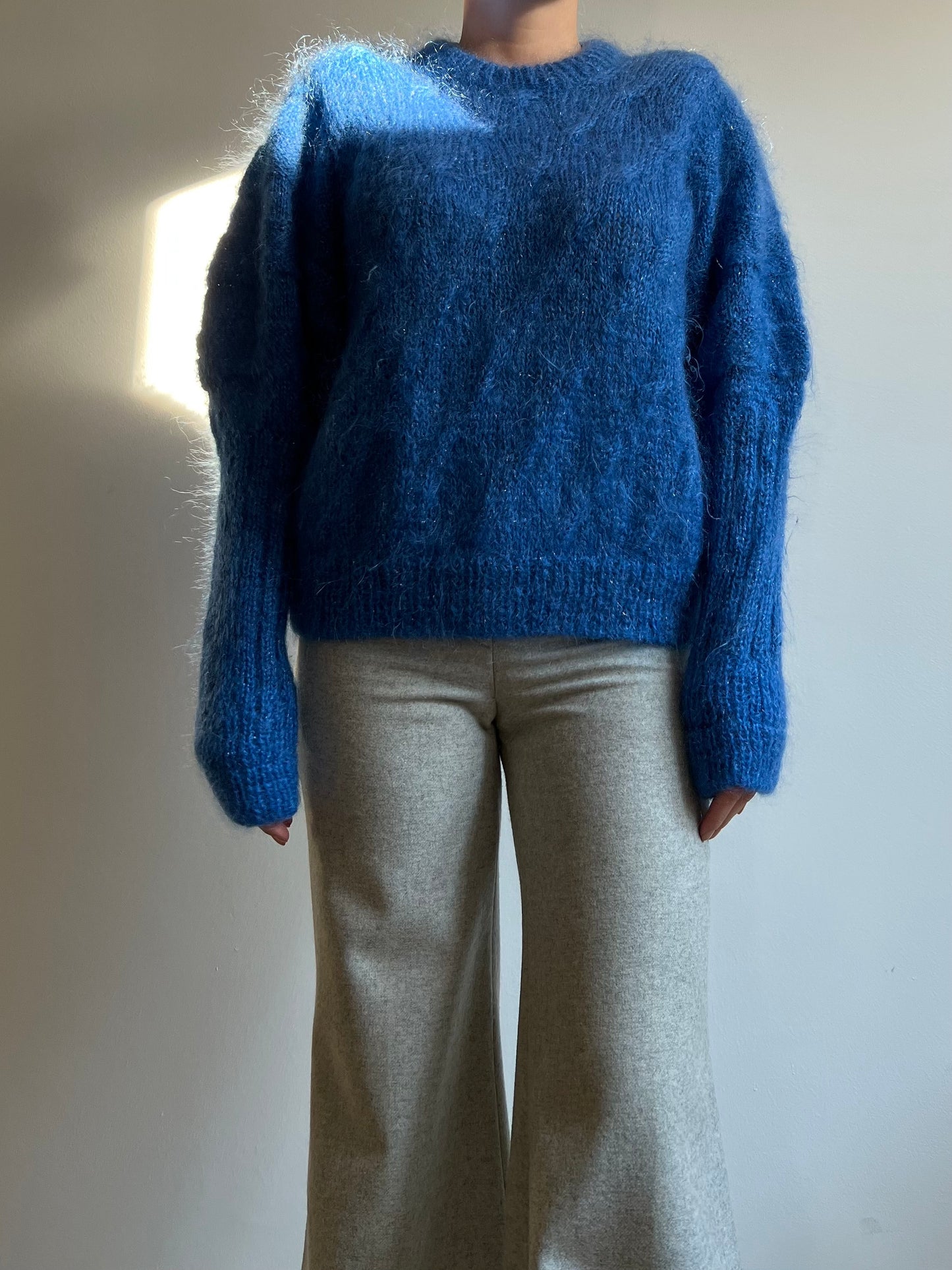 Maglione blu in mohair