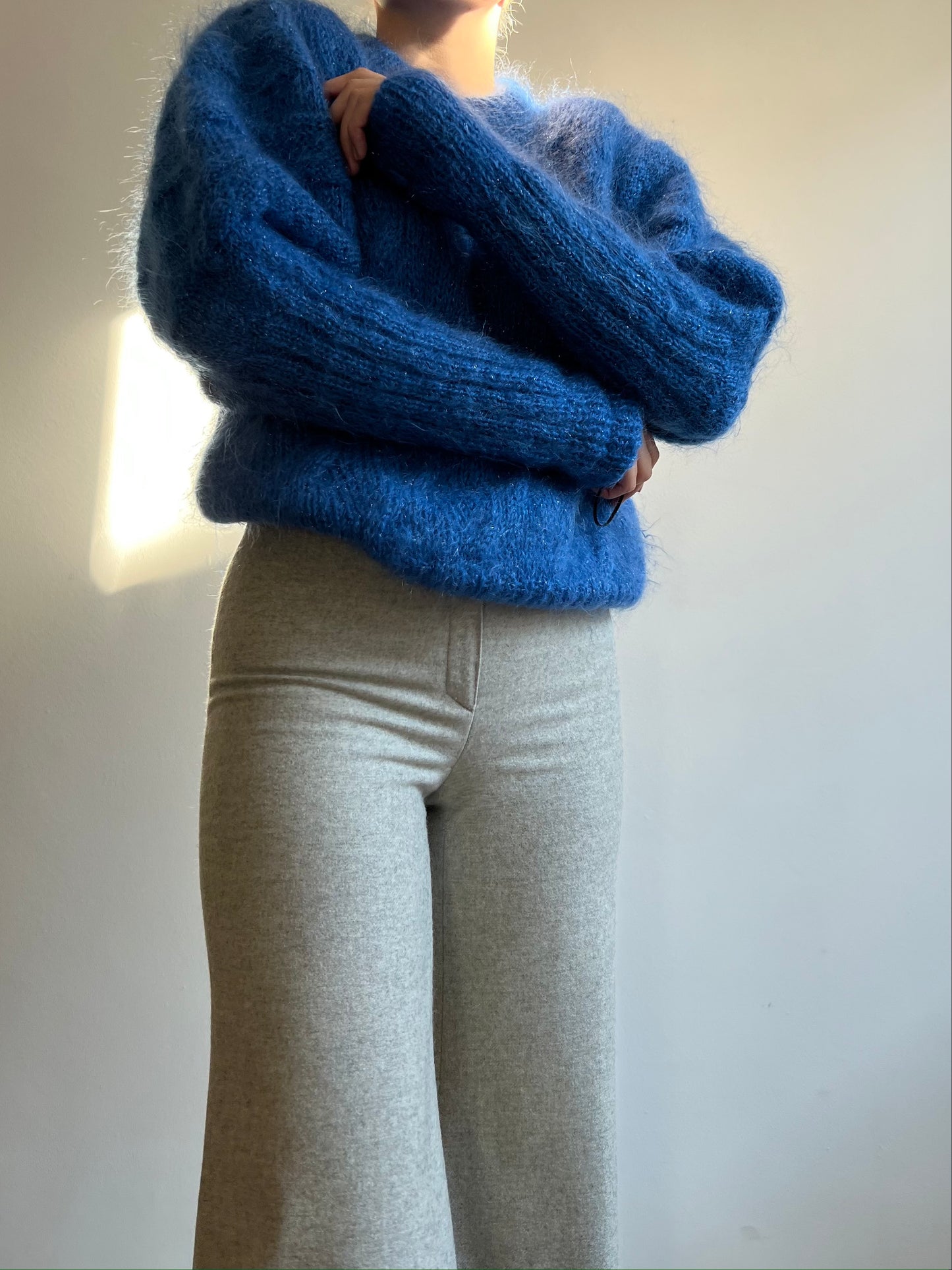 Maglione blu in mohair