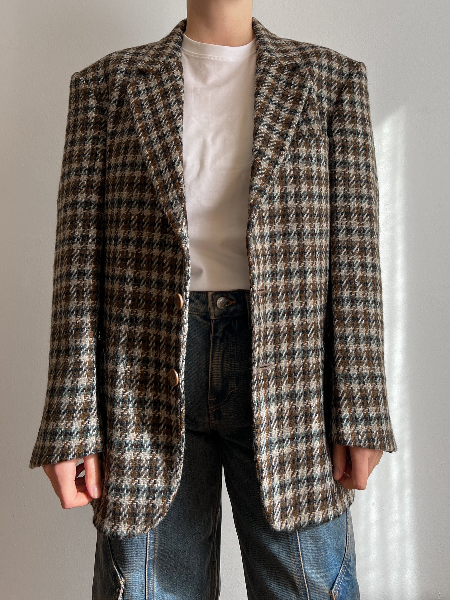 Pure wool check blazer