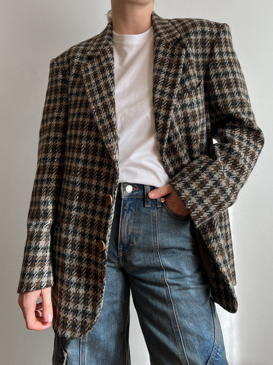 Pure wool check blazer