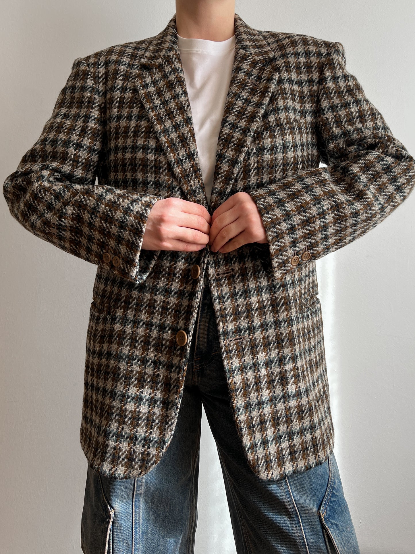 Pure wool check blazer