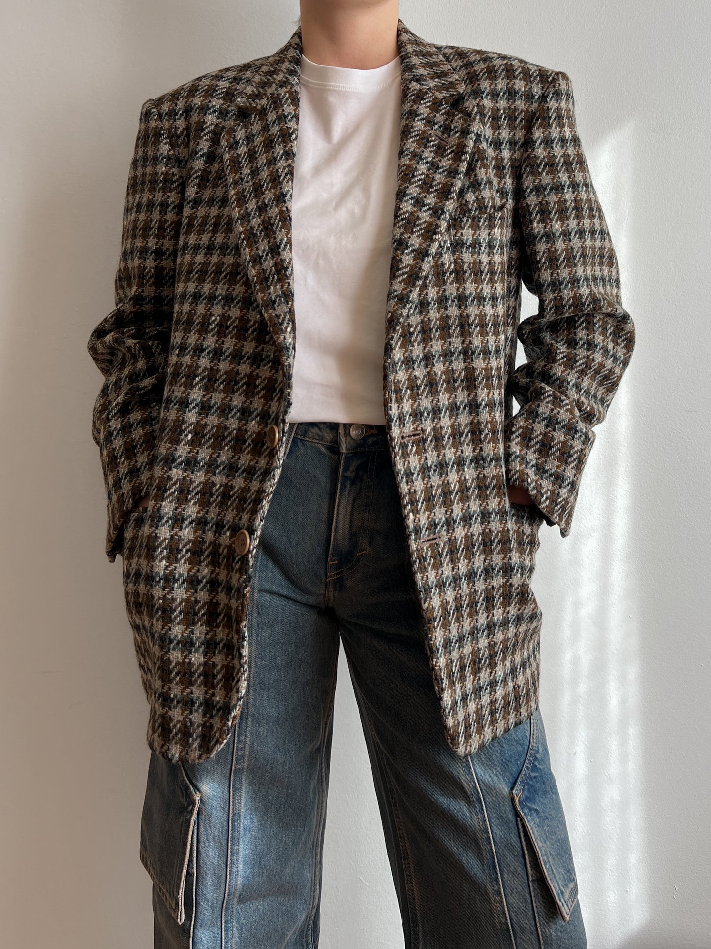 Pure wool check blazer