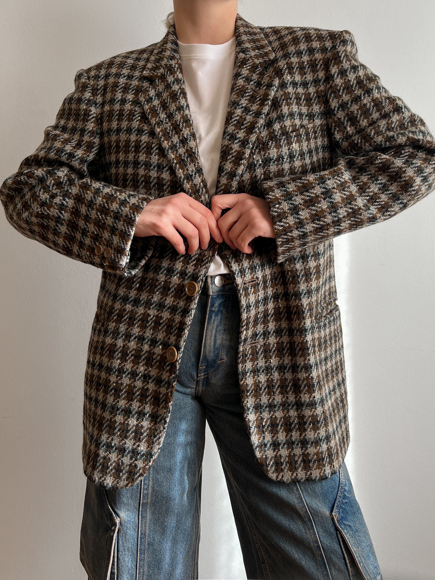 Pure wool check blazer