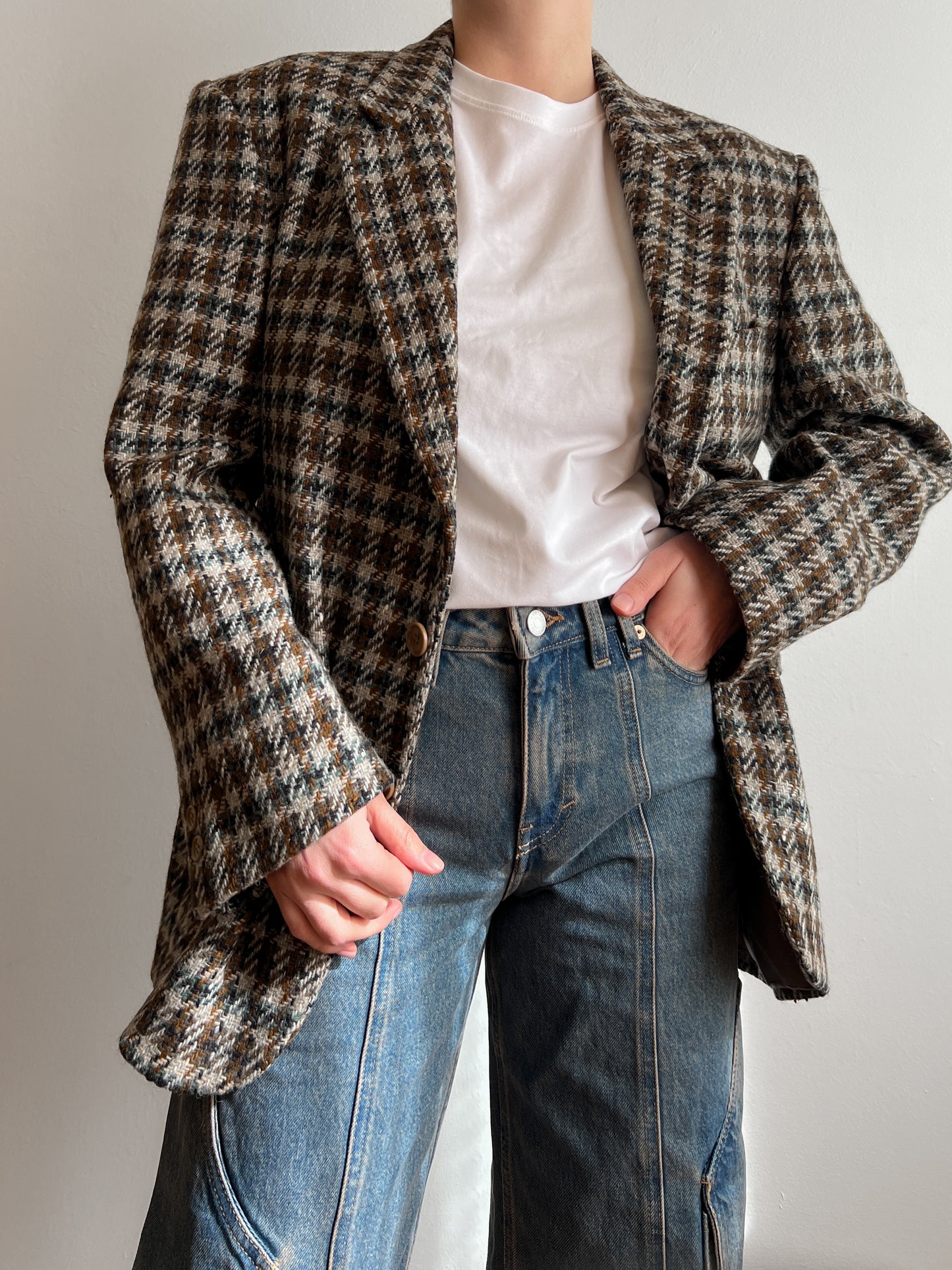 Pure wool check blazer