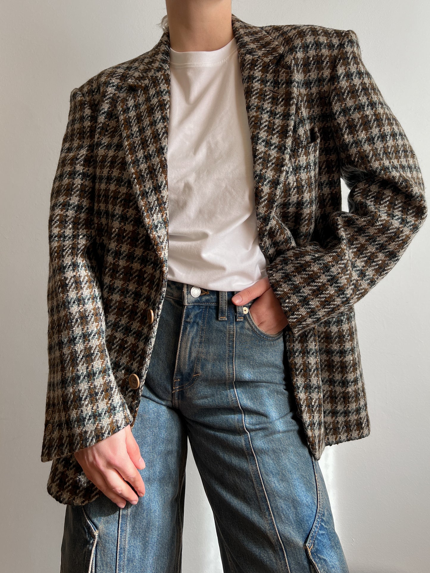 Pure wool check blazer