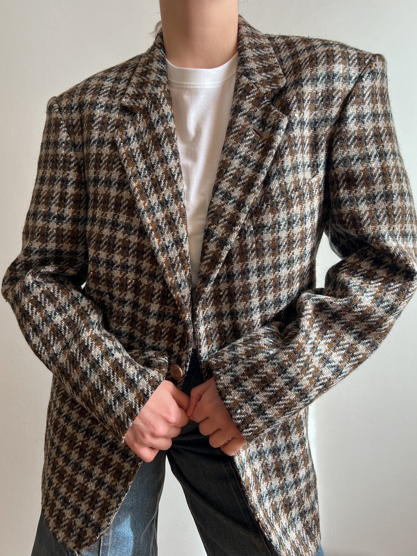 Pure wool check blazer