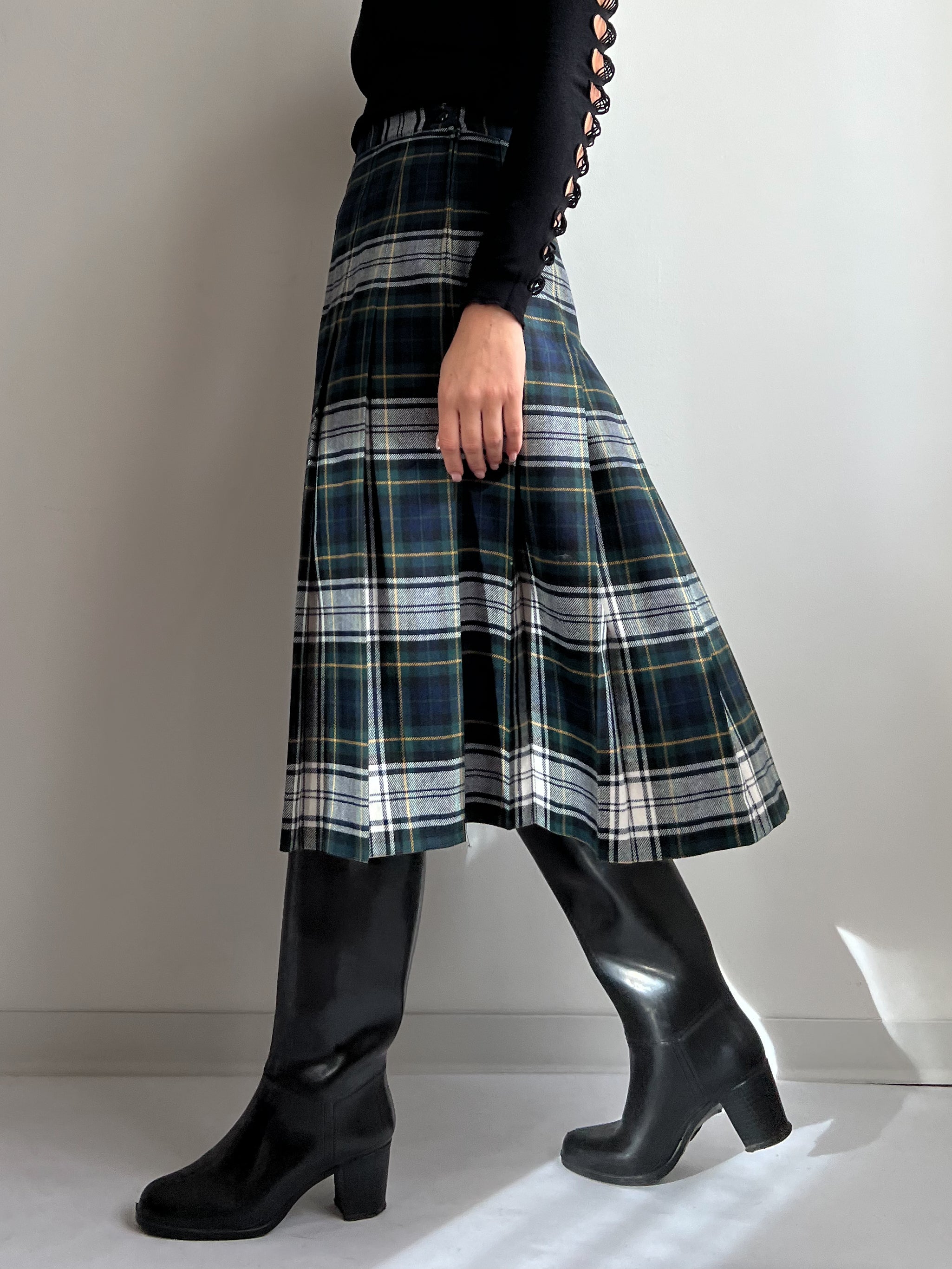 Gonna a pieghe in lana tartan
