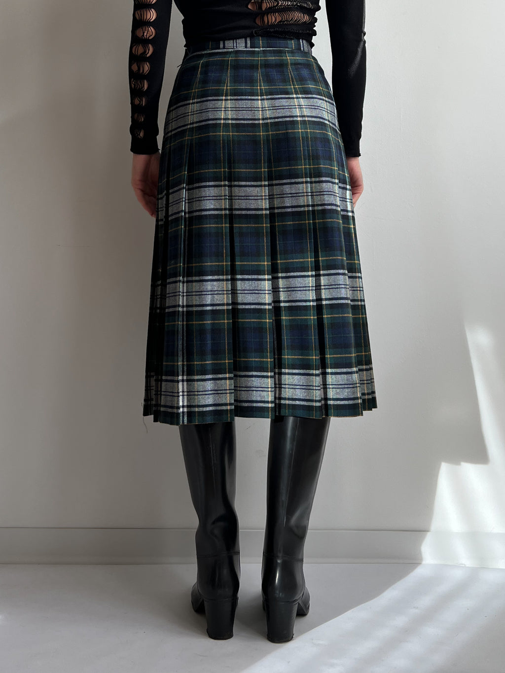 Gonna a pieghe in lana tartan