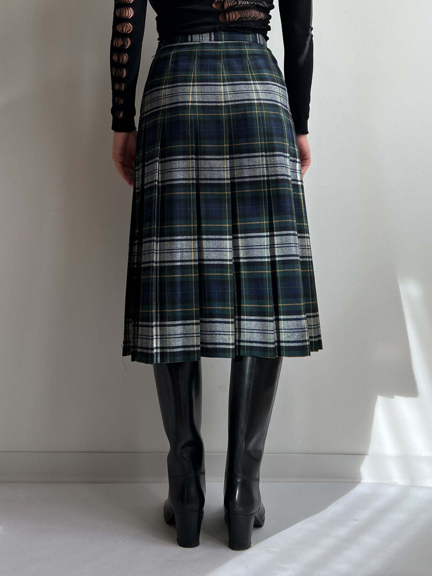 Gonna a pieghe in lana tartan