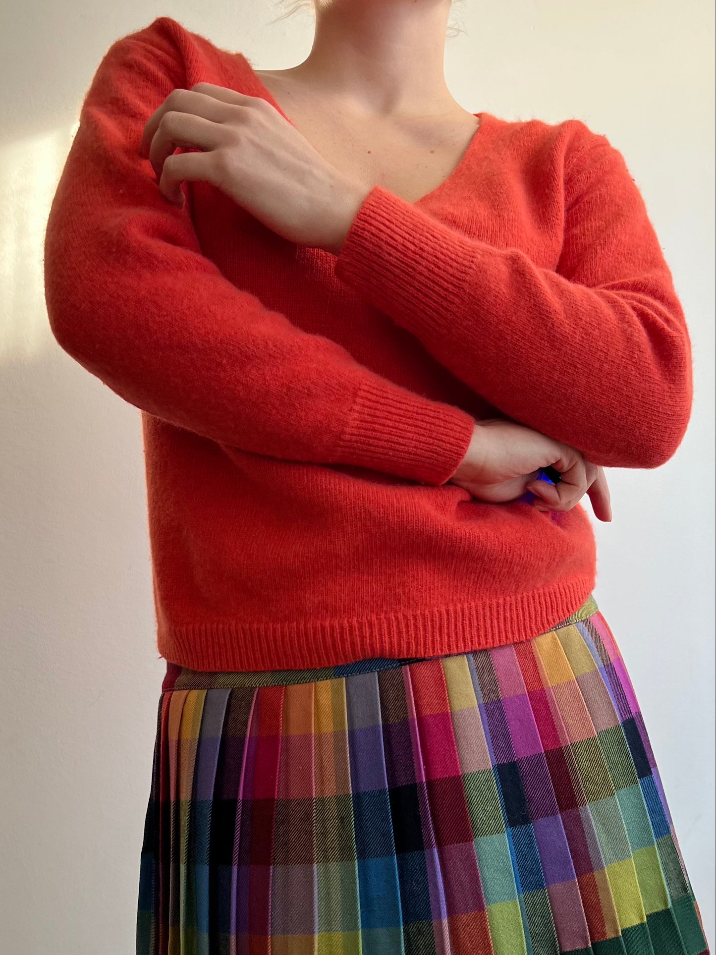 Maglione corallo in lambswool e angora