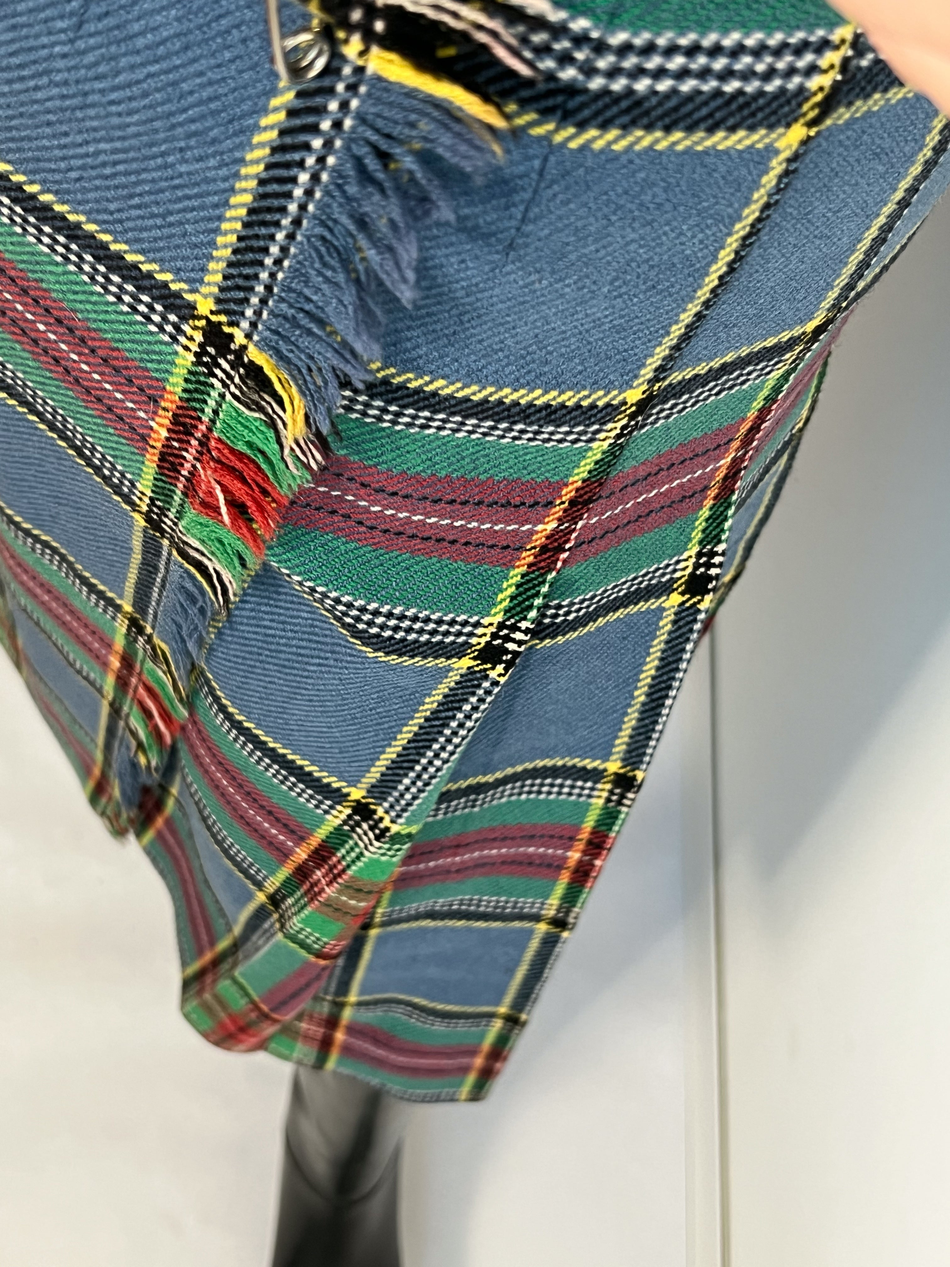 Pure wool pleated tartan skirt