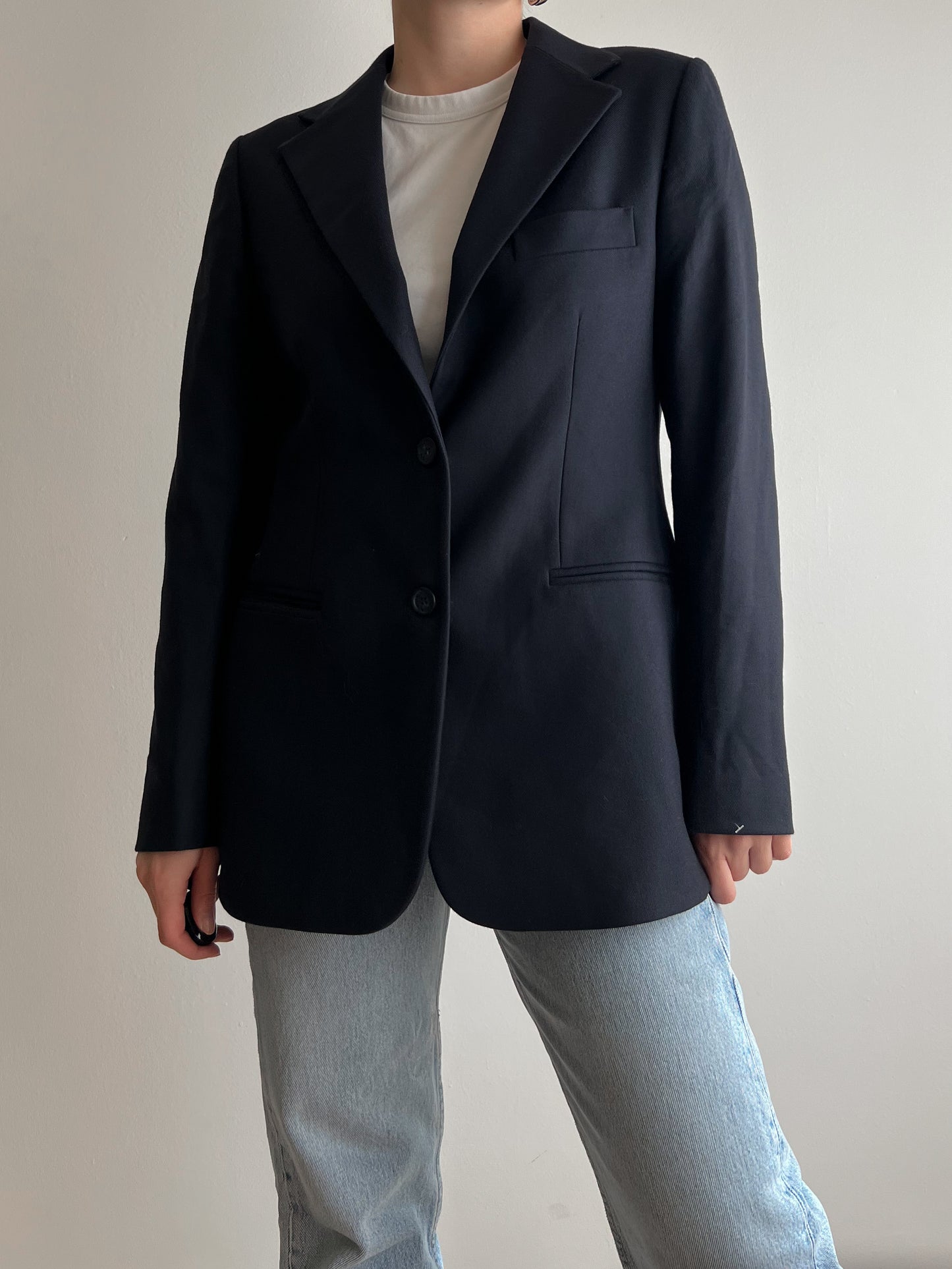 Blazer blu in pura lana