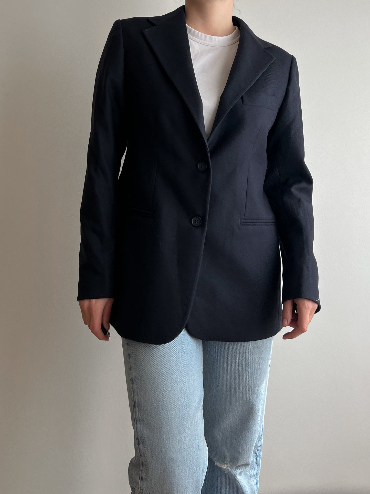 Blazer blu in pura lana