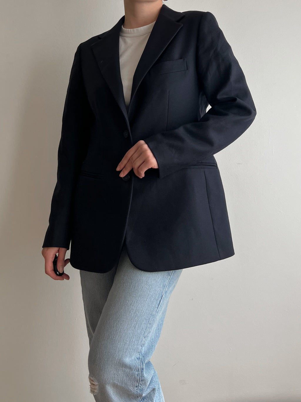 Blazer blu in pura lana