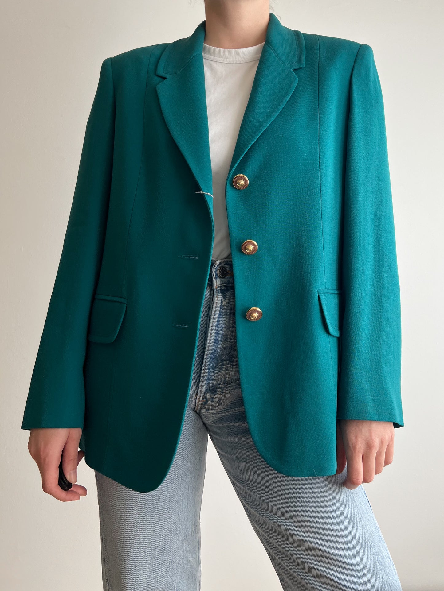 Blazer petrolio in pura lana