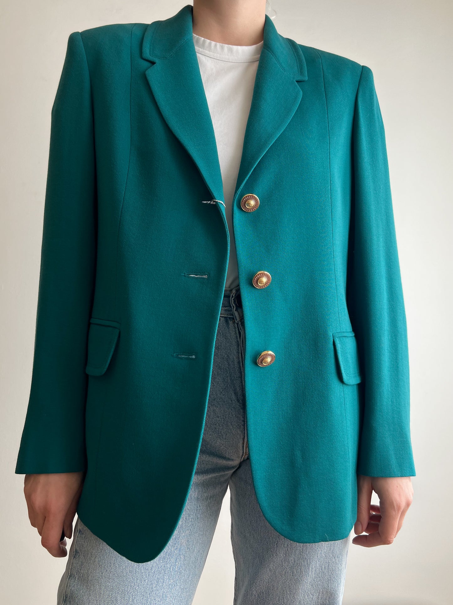 Blazer petrolio in pura lana