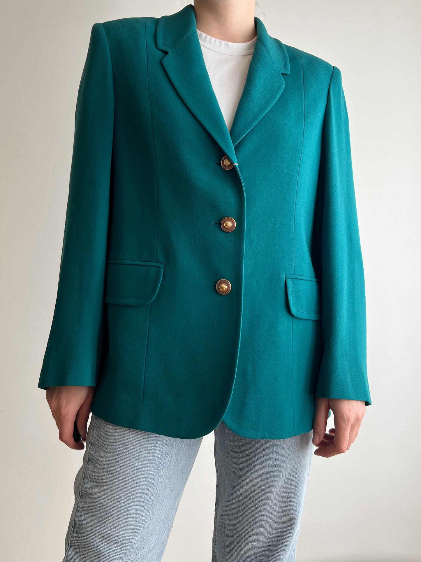 Blazer petrolio in pura lana