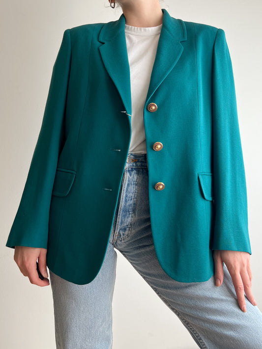 Blazer petrolio in pura lana