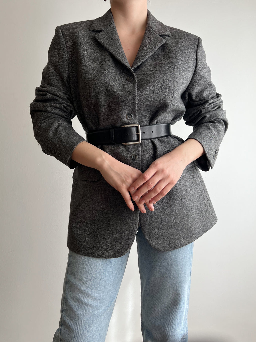 Blazer grigio in misto lana