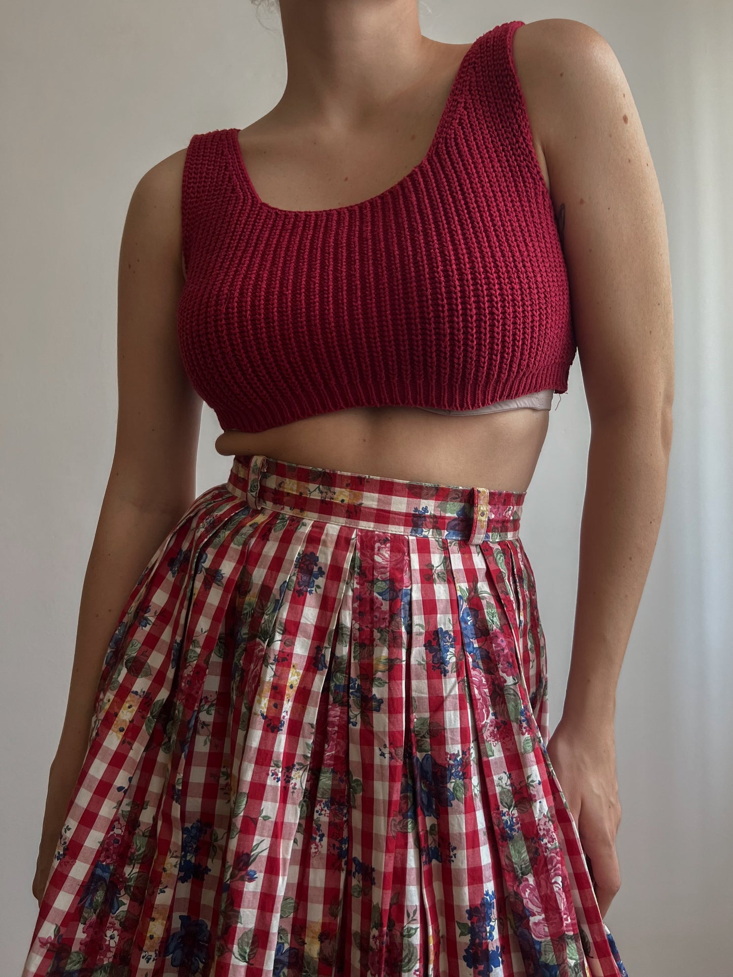 Crop top in cotone bordeaux