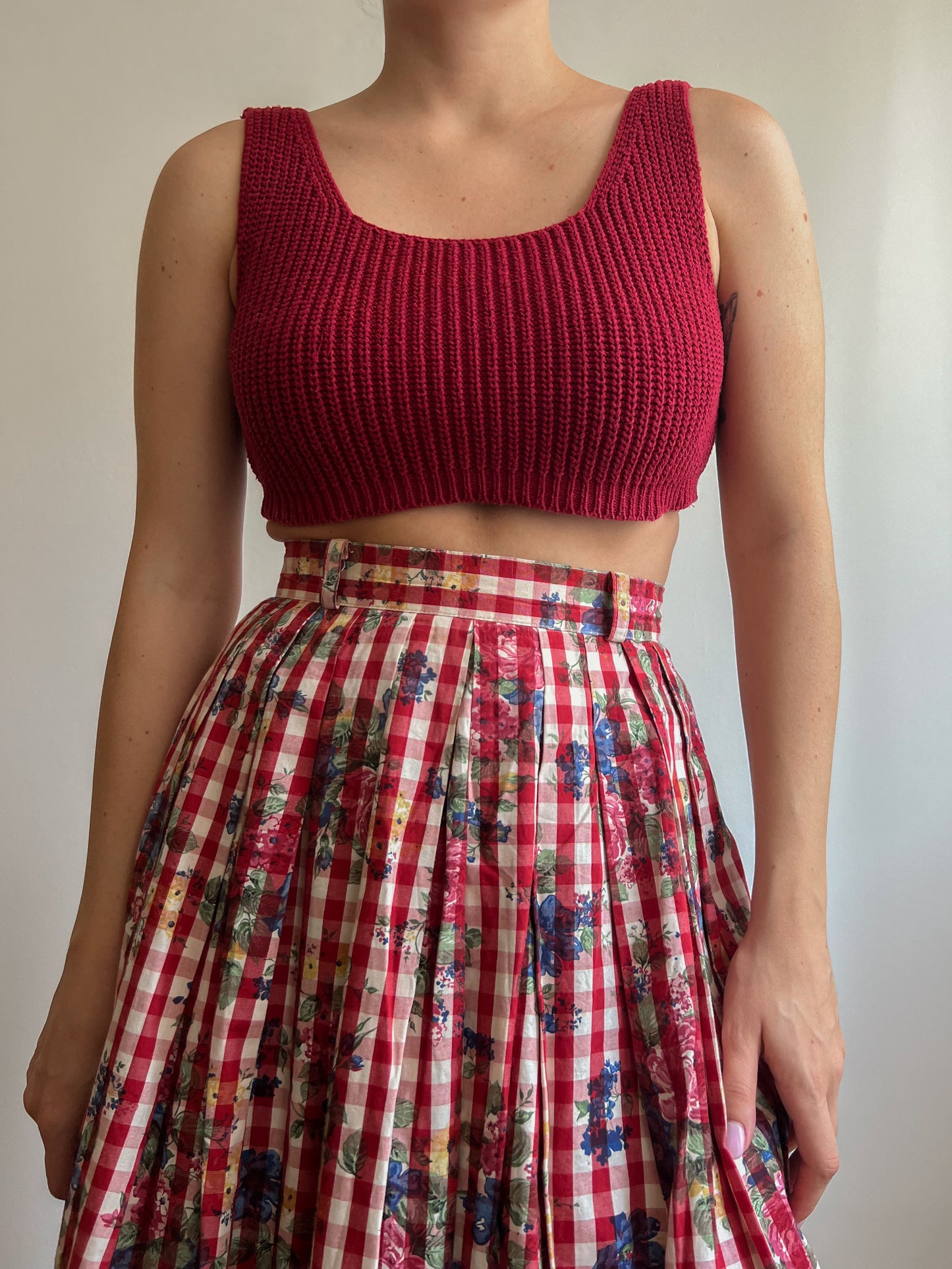 Crop top in cotone bordeaux